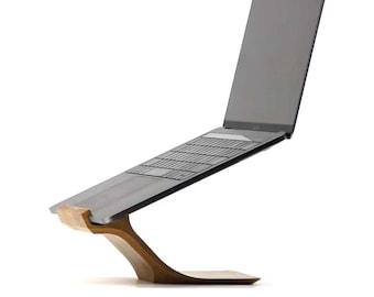 Versatile Wood Laptop Stand/Holder - Perfect for MacBook, iPad, and More, Stylish Ergonomic Design (Up to 15 Inches)