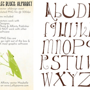Frog Leg Blues: Alphabet Affinity Designer Vektor und PNG Assets