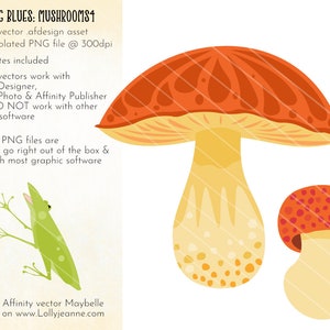Frog Leg Blues: Mushrooms 4 Affinity Designer Vector en PNG Assets