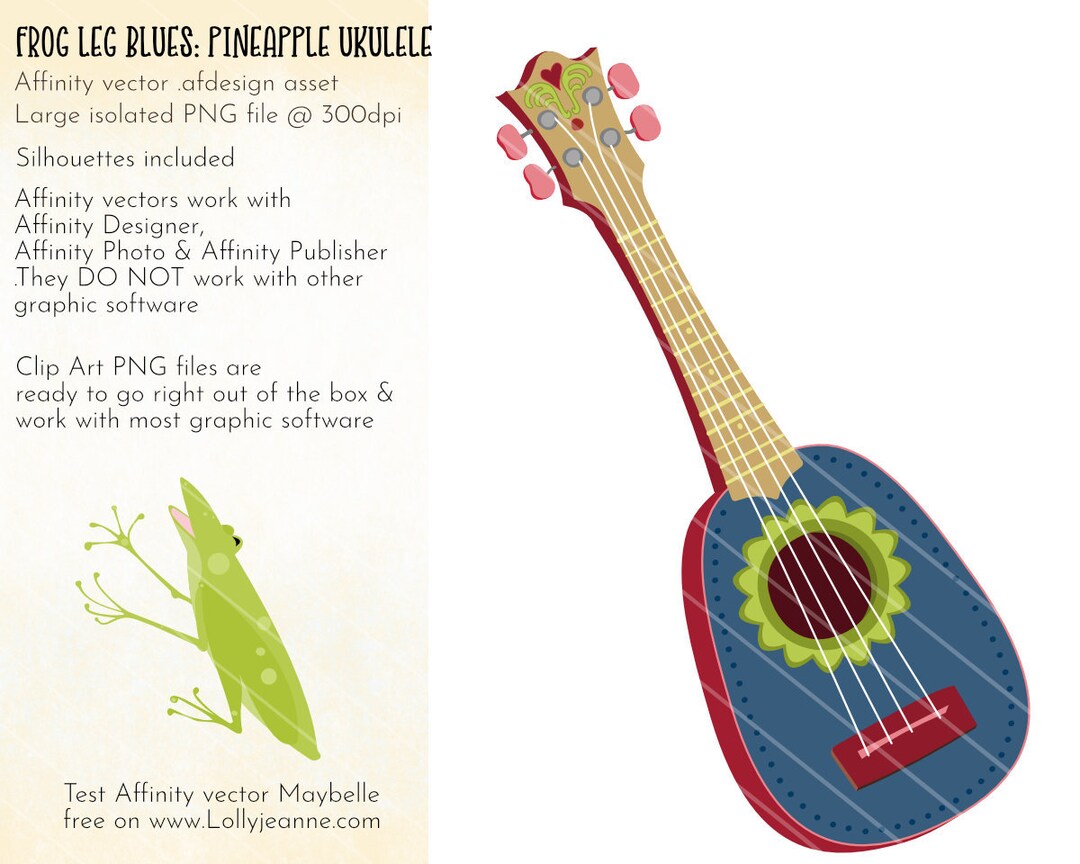 Frog Leg Blues Pineapple Ukulele Affinity Designer Vector And Png