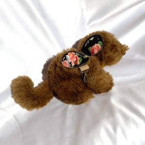 Upcycled Stuffed Animal, Pouch, Keychain, Cute, Kitsch Plush, Kawaii Accessories, Floral, Sustainable, Recycle, Animal Bag, Dog, Kids, Plush