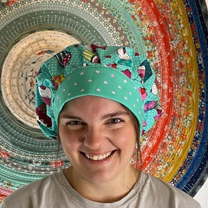 Scrub cap, Bouffant, long hair scrub cap, cup cakes