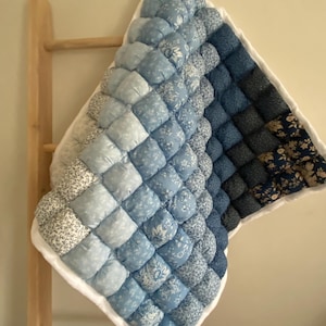 Handmade small/ crib puff quilt with minky back