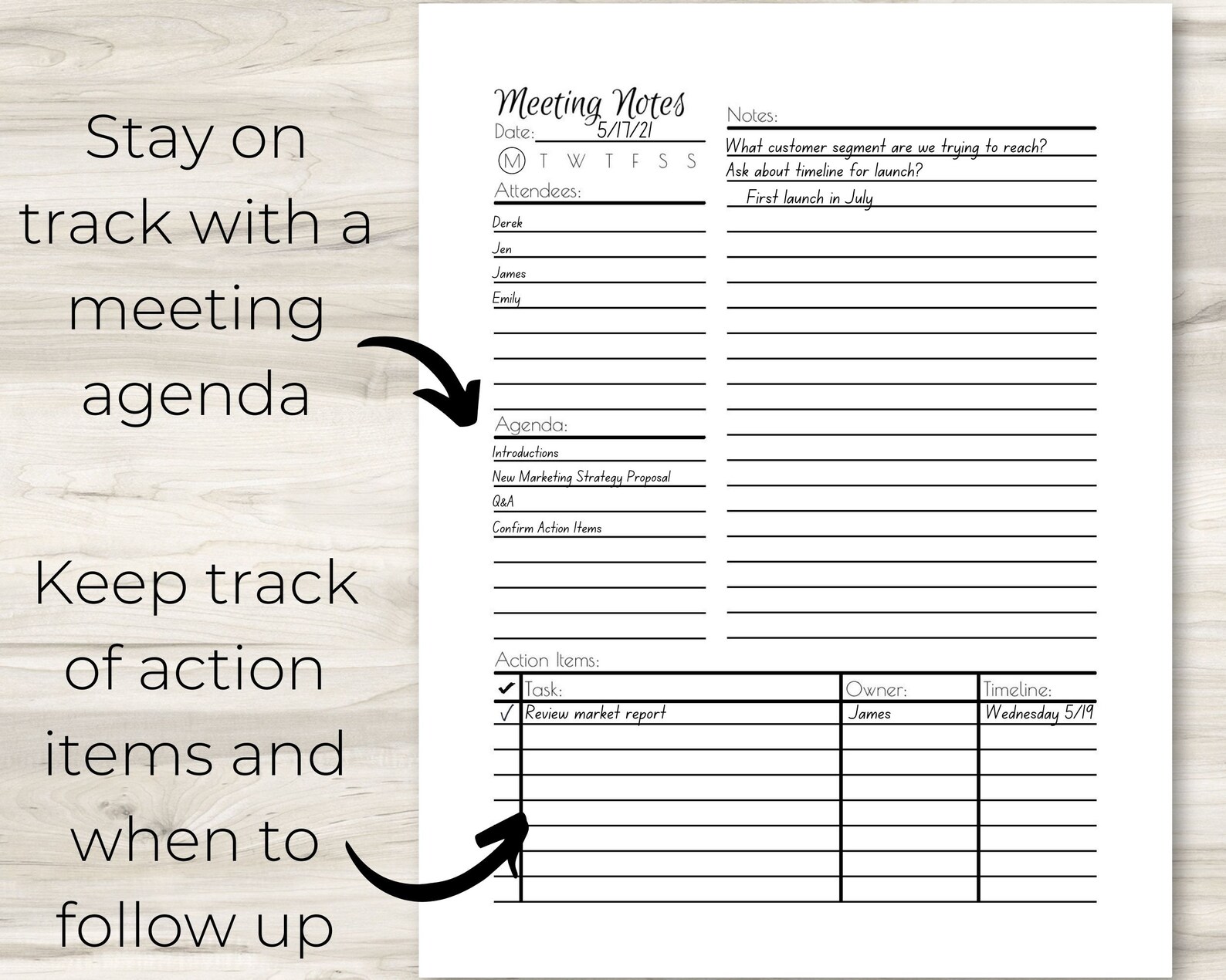 Meeting Notes Template Minimalist Style, Work Meeting, Notepad Template