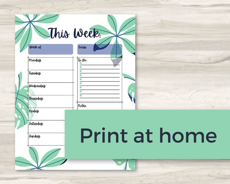 Weekly Planner Printable | Leafy Style, Weekly Schedule, To-do List ...