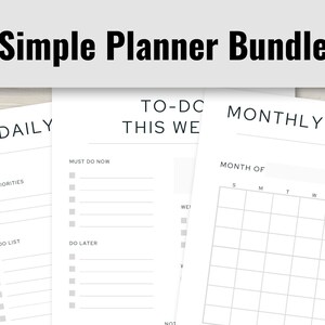 Paquete de planificador simple / Planificadores diarios, semanales, mensuales y anuales y listas de tareas pendientes