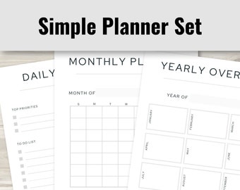 Simple Planner Set | Daily, Weekly, Monthly and Yearly Planners