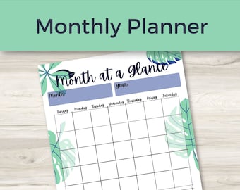 Monatsplaner Printable | Leafy Style, Monatsplaner, Organizer, Vorlage