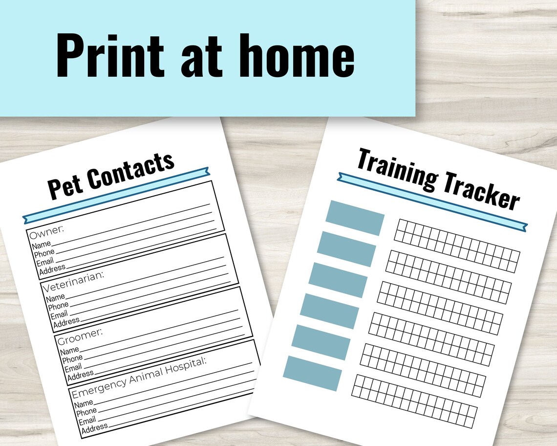 Pet Planner Printable Available in 4 Colors Pet Binder, Pet Organizer, Pet Training Log, Pet ...