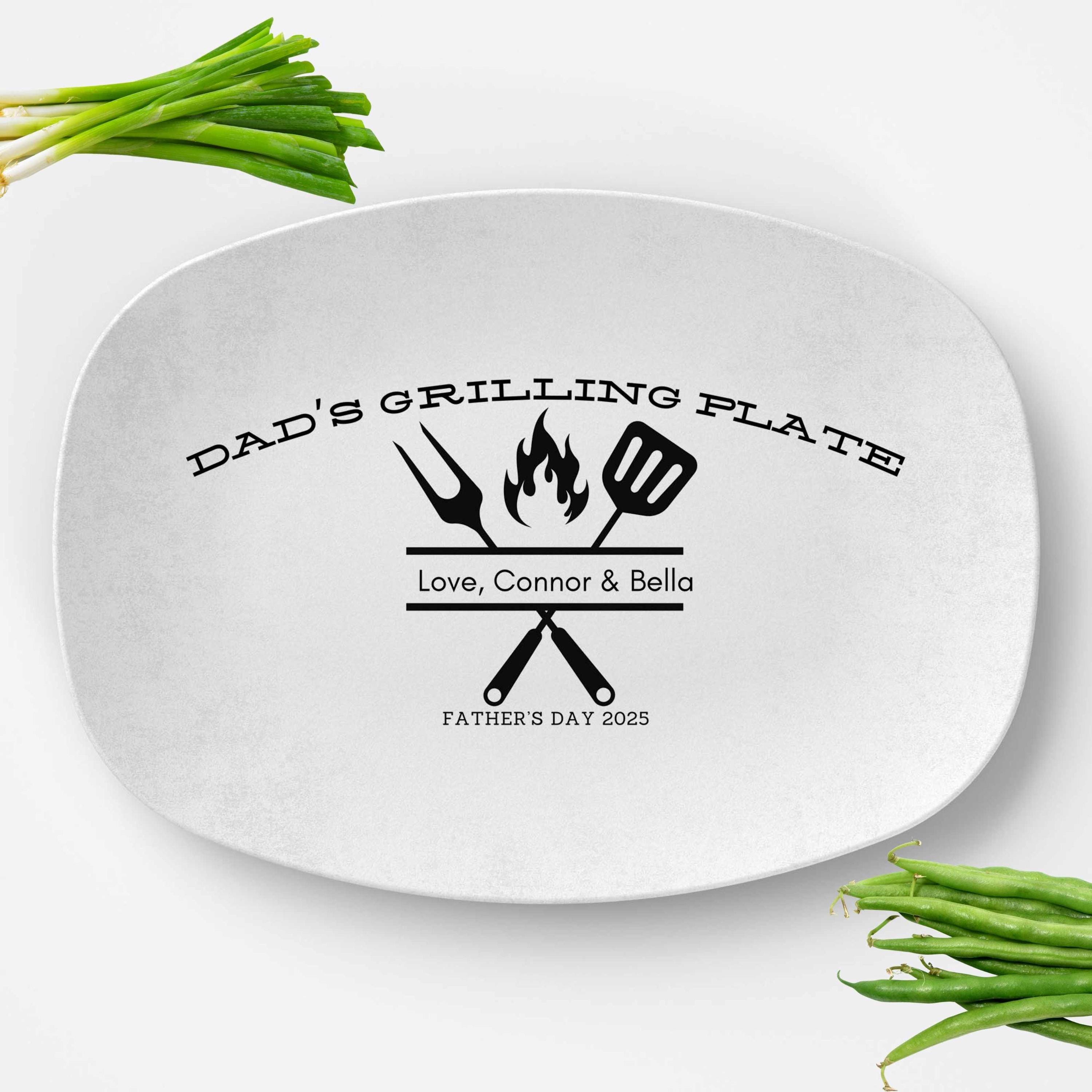 Bandeja de barbacoa personalizada para el Día del Padre (25 x 35 cm) con texto personalizado para regalar a papá. Apta para lavavajillas y horno.