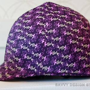 Purple Print / HORSE RIDING Equestrian HELMET or Hat Cover