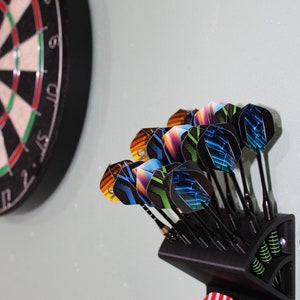 3D Printed 5-Set Dart Wall Holder with Shelf for Accessories: Keep Your Darts Clean and Organized