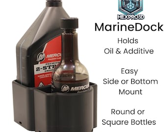 HexPro3D MarineDock for 1Qt Oil Bottle & Fuel Additive Storage Dock, Easy Mount Marine Organizer,  Bilge Bottle Holder