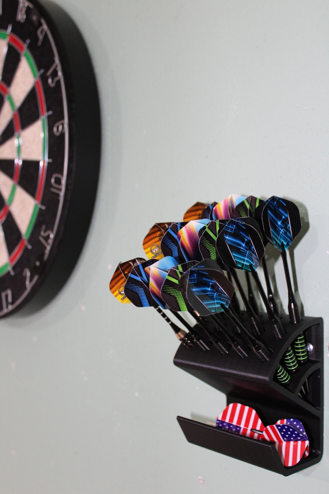 3D Printed 5set Dart Wall Holder With Shelf for Accessories Keep Your Darts Clean and