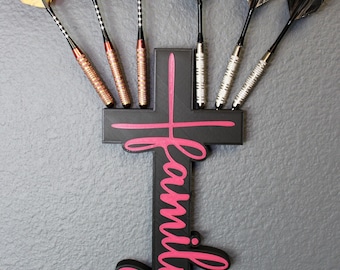 Cross with Pink Family Dart Holder