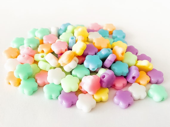Flower Beads, Pastel Beads, Acrylic Beads, Craft Beads, Jewellery Beads, Craft Supplies, Bead Supplies, Craft Making, Jewellery Supplies,