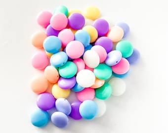 Pastel Acrylic Beads: Flat Round Coin Beads, 12mm
