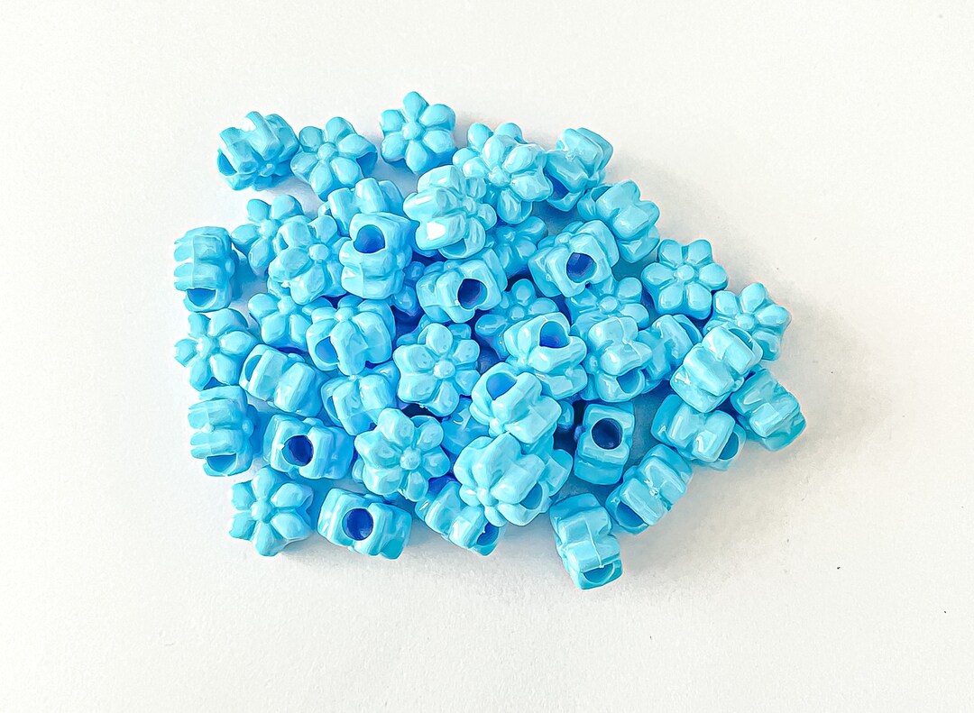 Flower Beads, Floral Beads, Pink Beads, Blue Beads, Craft Beads, Bead