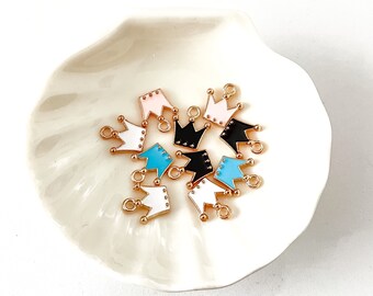 Enamel Crown Pendants: Colorful Alloy Charms