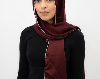 EG Silver Rhinestone Hijab - Elegant Hijabs for Wedding | Stylish Hijab Scarfs