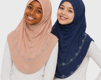 One Piece Rhinestone Kids Hijab