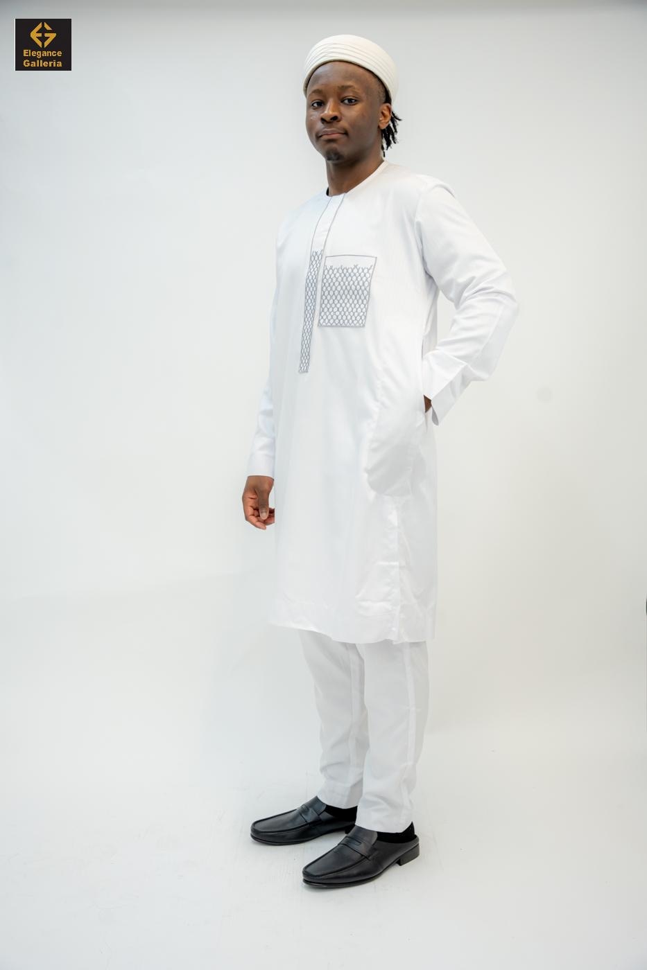 Elegantes zweiteiliges besticktes Herrenoutfit - afrikanische traditionelle Kleidung, Premium-Kaftan-Set für besondere Anlässe