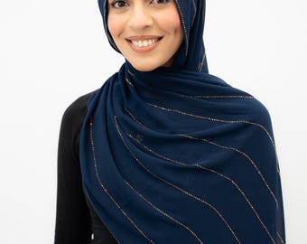 EG Chiffon Rhinestone Hijab - Stylish Hijabs for Wedding | Elegant Hijab Scarfs