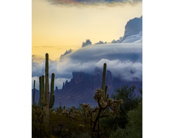 Low Clouds on the Superstition Mountains of Arizona