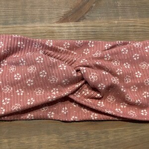 Light Pink with Small White Flowers, Soft Twist Turban Headband, Twist Headband, Headbands for Women, Women's Headbands, Yoga Headband