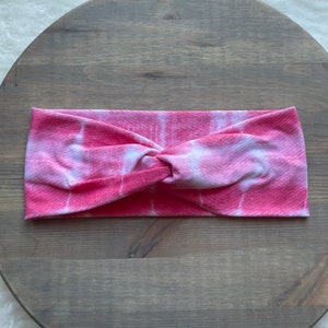 Pink and White Tie Dye, Soft Twist Turban Headband, Twist Headband, Headbands for Women, Women's Headbands, Yoga Headband