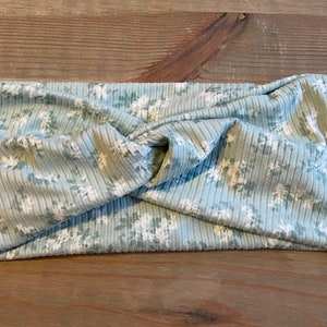 Light Green with Small White Flowers, Soft Twist Turban Headband, Twist Headband, Headbands for Women, Women's Headbands, Yoga Headband