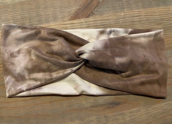 Brown and White Tie Dye, Soft Twist Turban Headband, Twist  display picture 2
