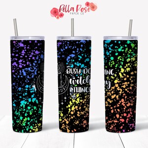 Busy Doing Witchy Things 20oz Skinny Tumbler Wrap Cyfrowy projekt do sublimacji, Tumbler PNG, Zastosowanie komercyjne, Sublimacja, Witchy Tumbler