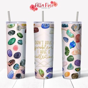 Kolekcja kryształów 20oz Skinny Tumbler Wrap Cyfrowy projekt do sublimacji, Tumbler PNG, Komercyjne zastosowanie sublimacji, Witchy Tumbler Crystals