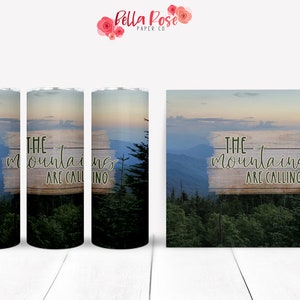 Le montagne chiamano Design digitale per bicchiere magro da 20 once per sublimazione, Tumbler PNG, Uso commerciale, Design di sublimazione, Gatlinburg PNG