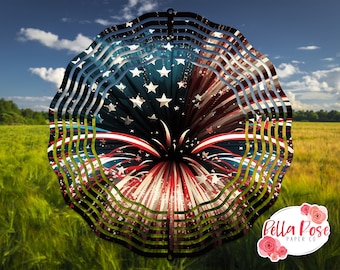 USA Fireworks Wind Spinner DIGITAL Design for Sublimation 10" x 10" Wind Spinner jpeg, Commercial Use Sublimation, 4th Of July Spinner png