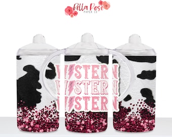 Kuh Print Cowgirl Western 12 Unzen Kinder Sippy Tasse digitales Design für Sublimation, 12 oz Becher PNG, kommerzielle Nutzung, Sublimation Kids, Kuh Sippy