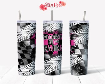 Les week-ends sont pour Racing 20oz Skinny Tumbler Digital Design for Sublimation, Tumbler PNG, Commercial Use, Sublimation, Dirt Track Racing PNG