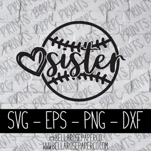 Baseball Sister SVG, svg eps dxf png, SVG Bundle, per Silhouette, per Cricut, Baseball in formato SVG, Divertente in formato SVG, Sorella in formato SVG, Baseball Sis Vector SVG