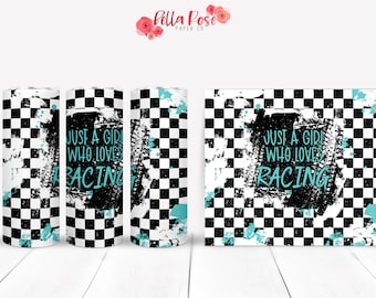 Juste une fille qui aime la course 20oz Skinny Tumbler Conception numérique pour sublimation, Tumbler Wrap, Sublimation, Dirt Track Racing Tumbler