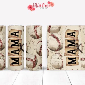 Vintage Baseball Mama 20oz Skinny Tumbler Wrap Design digitale per sublimazione, Tumbler PNG Uso commerciale Sublimazione, Baseball Mama Tumbler