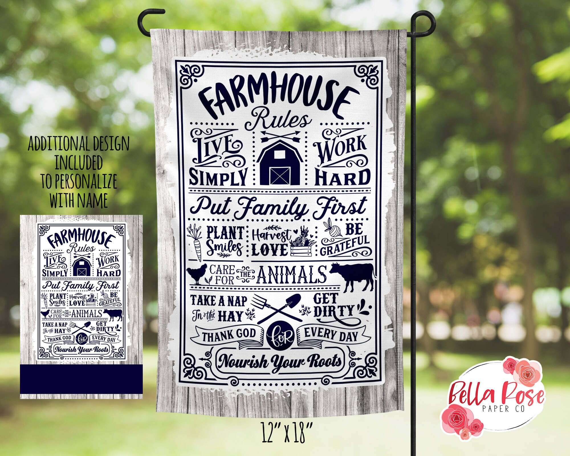 Farmhouse Rules Garden Flag 12 X 18 DIGITAL Design - Etsy