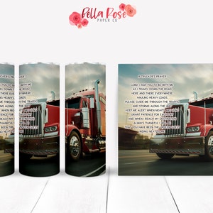 Truck Driver's Prayer 20oz Skinny Tumbler Digitaal ontwerp voor sublimatie, Tumbler PNG, Commercieel Gebruik, Sublimatie, Trucker Tumbler, Trucker