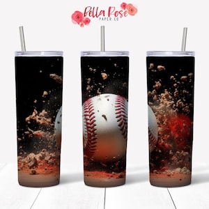 Tumbler sottile da baseball da 20 once, design digitale per sublimazione, tumbler PNG per uso commerciale, tumbler sportivo per ragazzi