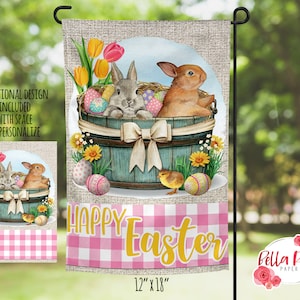 Drapeau de jardin ferme lapin de Pâques 12 x 18 po Design numérique pour sublimation, drapeau de jardin PNG, sublimation à usage commercial, drapeau de Pâques