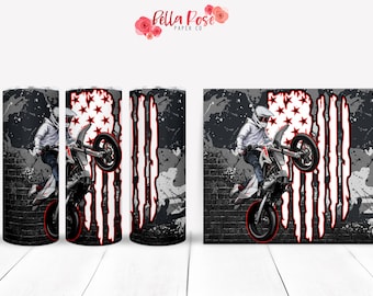 Dirt Bike Red & Black 20oz Skinny Tumbler Digital Design for Sublimation, Tumbler PNG, Commercial Use, Sublimation, Motocross Tumbler Wrap