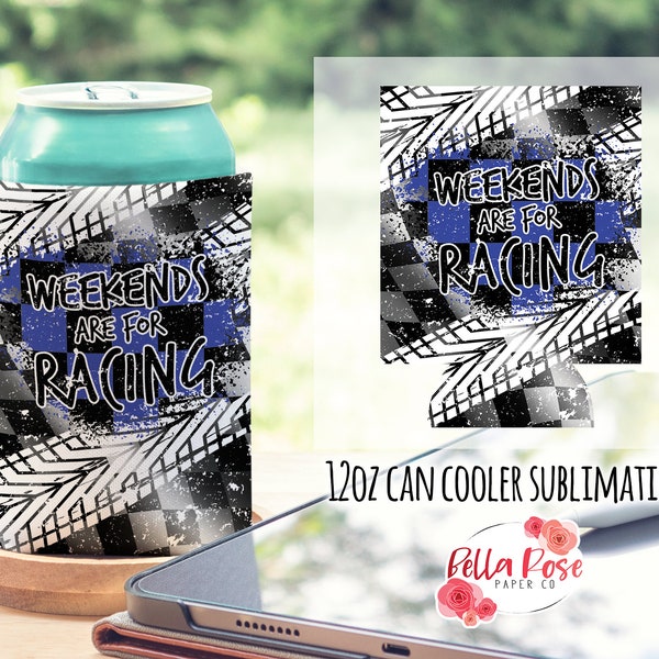 Weekends are for Racing Can Cooler 12oz Koozie Digital Design for Sublimation, Can Cooler PNG Commercial Use Sublimation, Dirt Track Racing