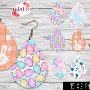 Joyeuses Pâques, Boucles d’oreilles Teardrop PNG, Sublimation, pour Cricut, Lapin de Pâques PNG, Boucle d’oreille PNG, Boucles d’oreilles de Pâques Ensemble de 9 Boucles d’oreilles