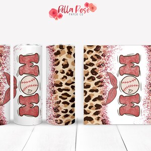 Baseball Mom 20oz Skinny Tumbler Wrap Cyfrowy projekt do sublimacji, Tumbler PNG, Komercyjne zastosowanie sublimacji, Sports Mom Tumbler