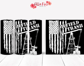 Oilfield Trash 20oz Skinny Tumbler Cyfrowy projekt do sublimacji, Tumbler PNG, Zastosowanie komercyjne, Sublimacja, Oilfield Roughneck Tumbler Wrap